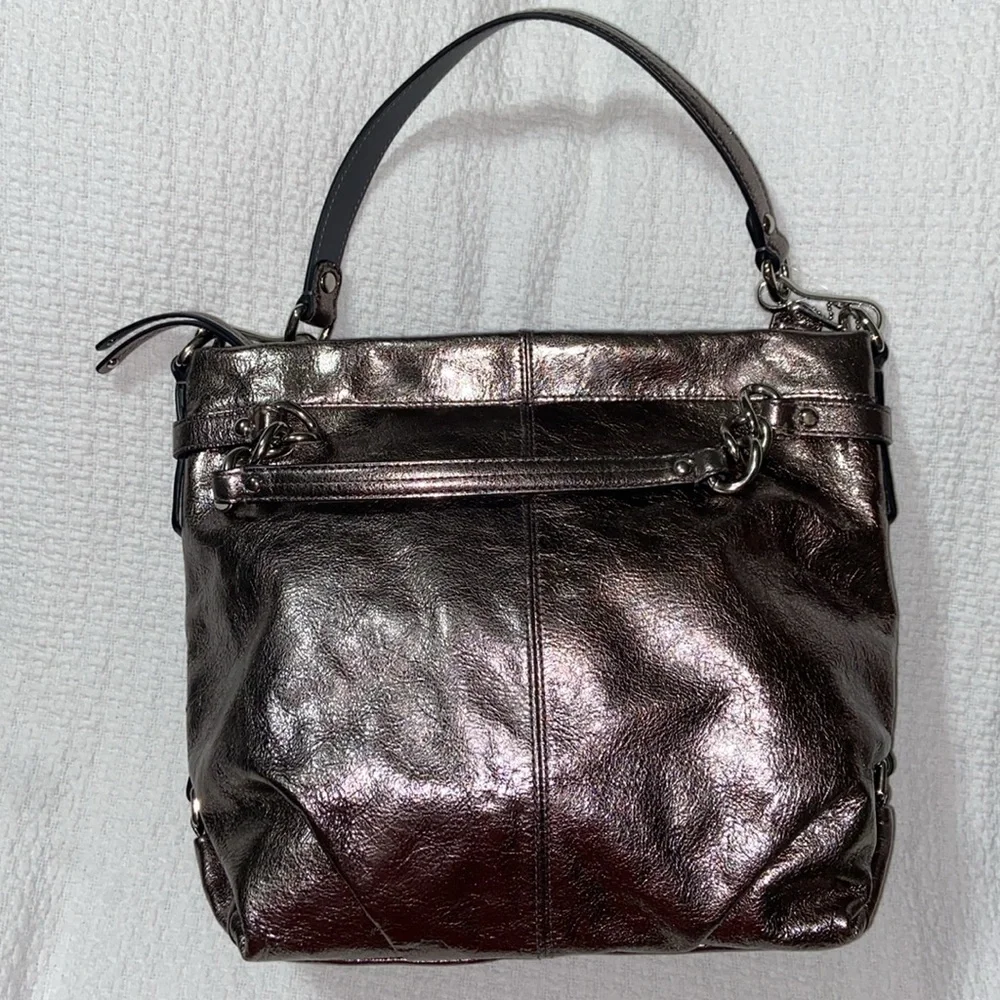 Like new vintage COACH F17165 BROOKE PEWTER METALLIC HOBO convertible BAG no